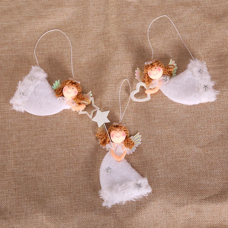 3pcs/set Christmas Angle Pendants Heart Star Shape Design tree Hanging Ornaments new year Party Decor Supplies | Дом и сад