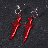 anime shaman king yoh asakura earrings tao ren sword drop earrings for women men ear clip jewelry cosplay props