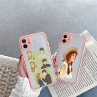 anne of green gables phone case for iphone 12 11 mini pro xr xs max 7 8 plus x matte transparent pink back cover