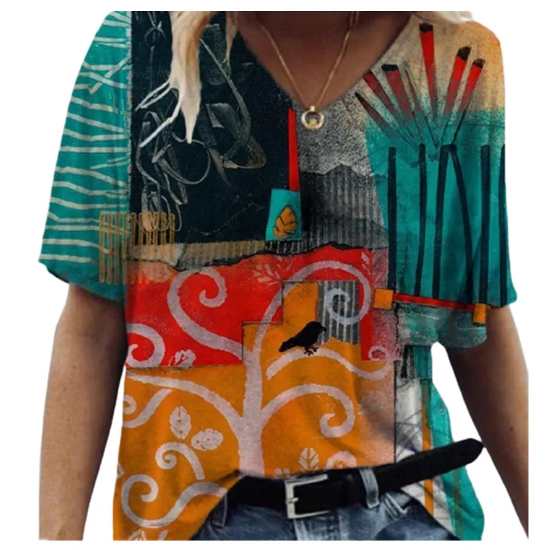 

3D Cartoon Floral Print Women T-shirts with Short Sleeves Summer 2021 Fashion Casual Loose Custom Top Ladie Streetwear Drop Ship