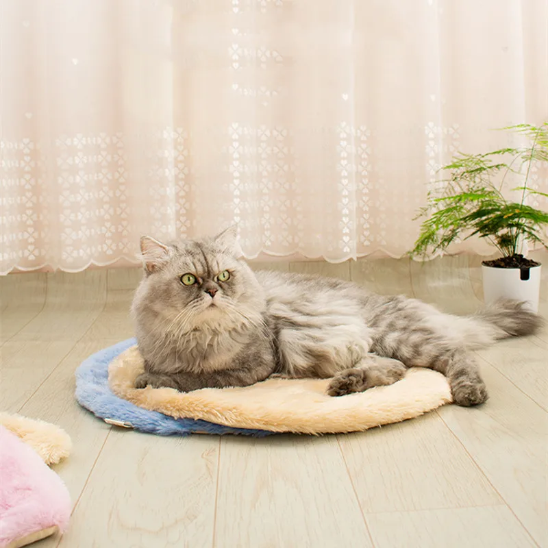 

Теплый коврик для кошки, круглая кровать, плюшевый моющийся Мягкий Коврик для сна на осень и зиму, товары для гнезда для кошек или маленьких ...