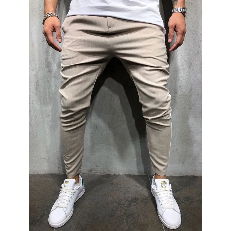 

Men Twill Fashion Jogger Pants New Stripe Urban Straight Casual Trousers Slim Fitness Long Pants S-3XL