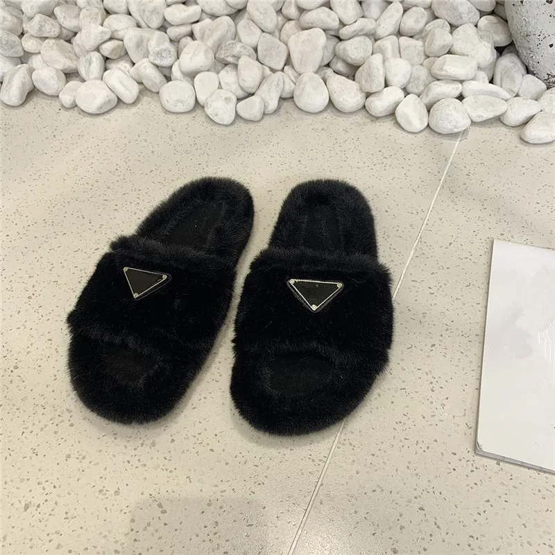 Luxury Design Winter Slippers Women Slip On Wool Shoes Ladies Mules Slides Casual Zapatos De Mujer Flip Flops Footwears Female | Обувь
