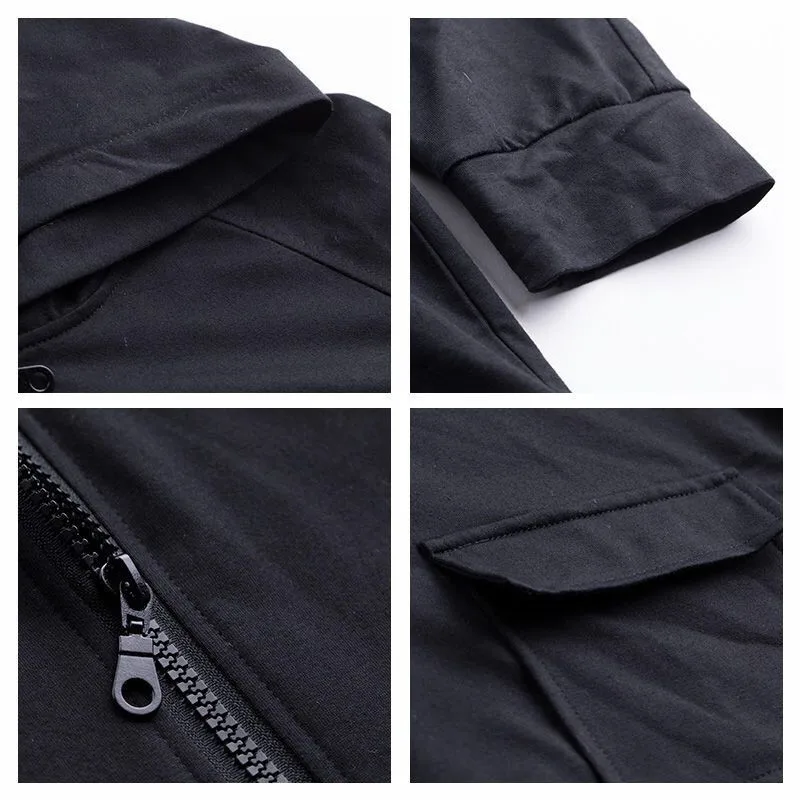 Женская Весенняя тонкая модная куртка с капюшоном черная однотонная верхняя