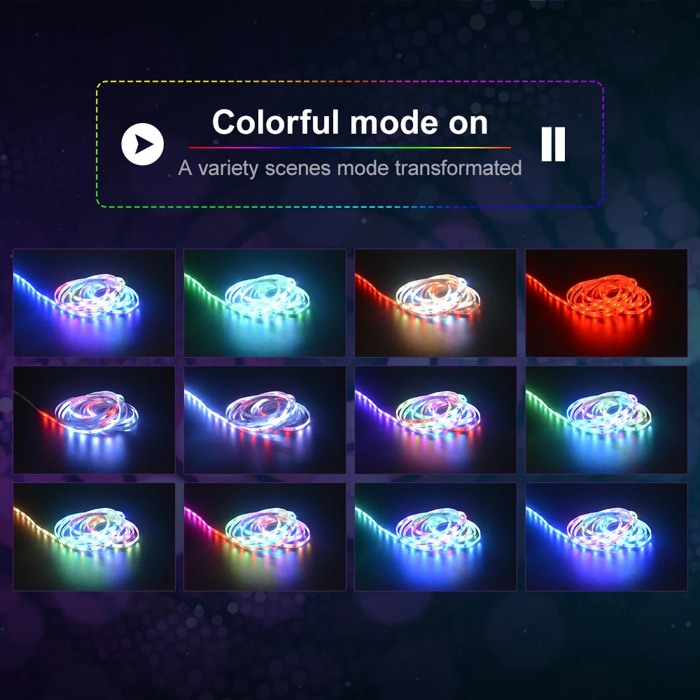Wifi светильник ленты 10 м RGB IC Радуга музыкальный плеер USB/ EU plug водонепроницаемый 12v