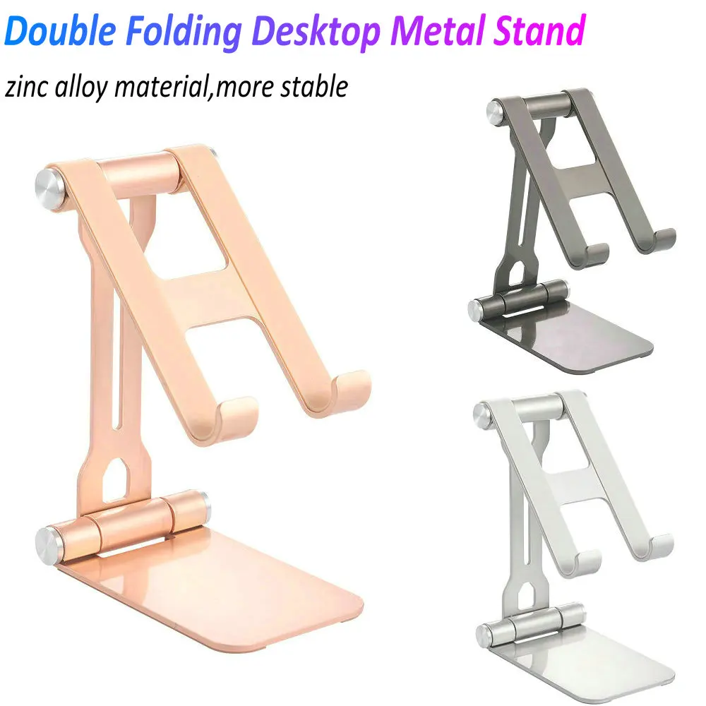 Best Doppel Klapp Falten einstellbar schreibtisch Desktop Tisch Telefon Halter für ipad tablet pc handy zink legierung Metall Ständer Halter