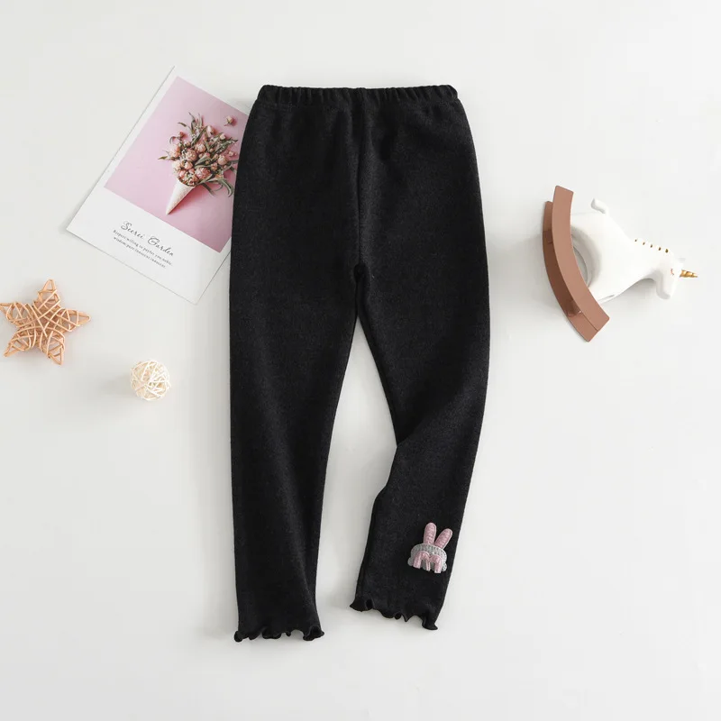 Свободные прямые штаны с кроликом для девочек леггинсы модная детская одежда
