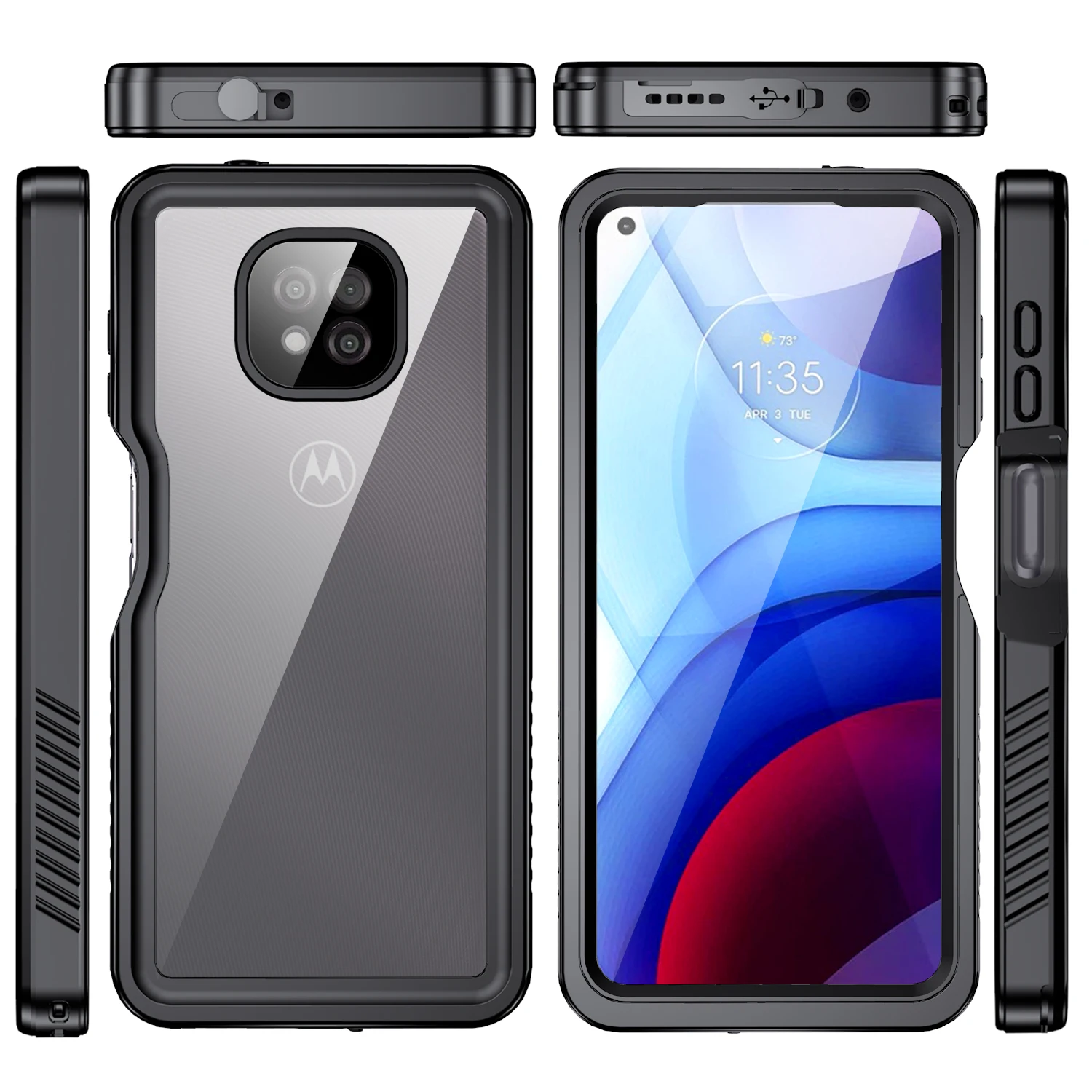 

Soft TPU + Hard PC Full Sealed Rugged Underwater Protection Phone Case for MOTO G Power 2021 IP68 Waterproof Shockproof Cover