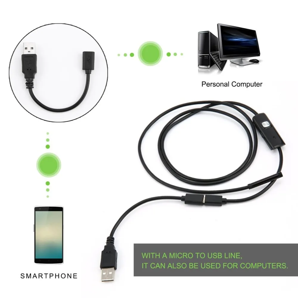 Новый 5 мм эндоскоп Камера HD USB с 6 светодиодный 3 м мягкий кабель