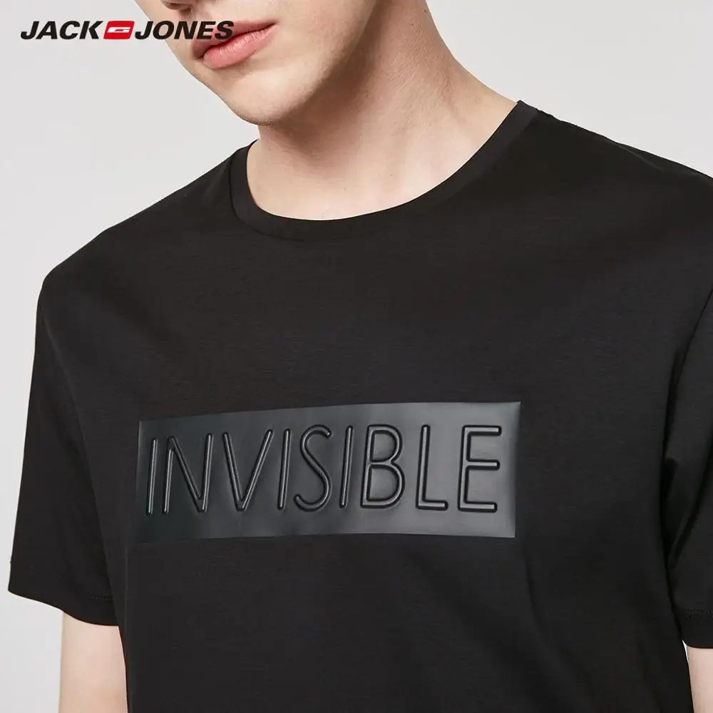 JackJones Мужская крутая 3D рисунок с буквенным принтом 100% хлопок футболка коротким