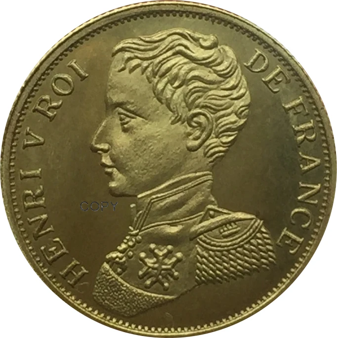 Франция 1832 г., золотая монета Анри Вари де 1 франка, латунная металлическая копировальная монета