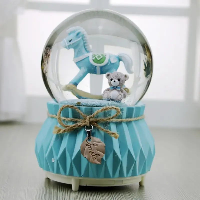 Рождественская музыкальная шкатулка деревянная лошадь лося Снежный светильник