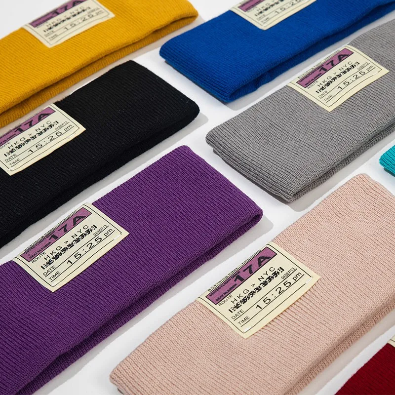 

Fashion Pure Color Knitted Hair Bands for Man Woman Wide Headbands Letter Stretchy Yoga Workout Sport Hairbands Hair Accessories