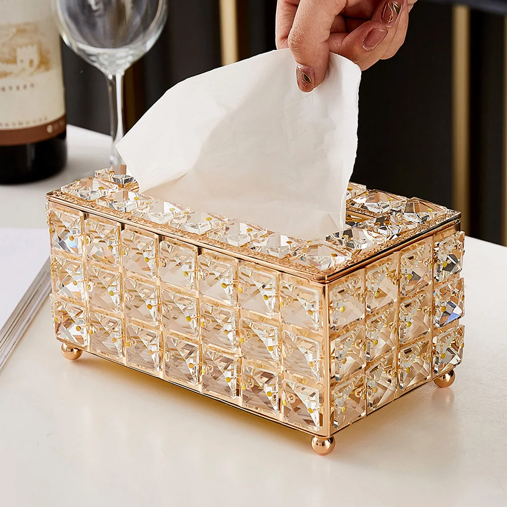 

Diamond Tissue Box Home Storage Box Pen Holder Napkin Holder Metal Bedroom Kitchen Living Room Decor Gift Nordic Home Storage