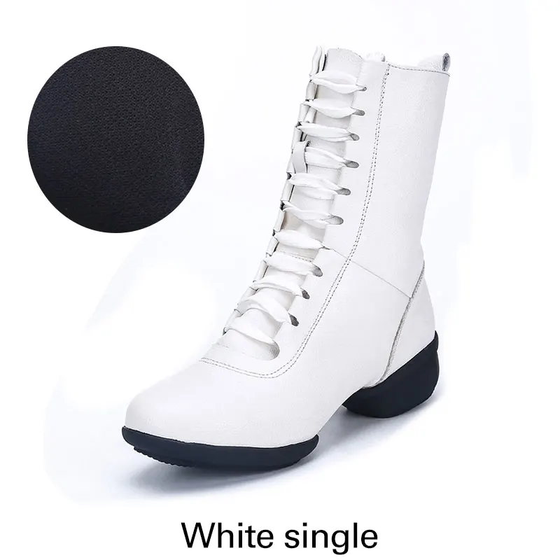 White single Новинка; аутентичная современная танцевальная обувь; женская обувь с мягкой подошвой; сезон осень-зима; женская обувь для танцев на квадратном каблуке; дышащие танцевальные сапоги в морском стиле - Цвет: White single
