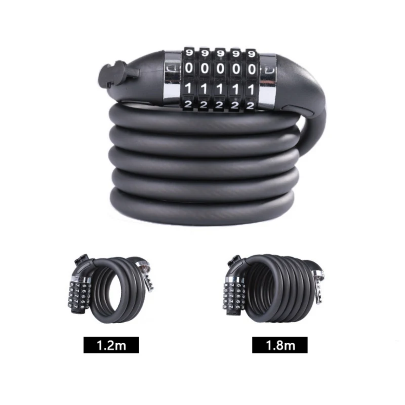 Замок велосипедный Противоугонный со стальным тросом 5 значений 1200x12