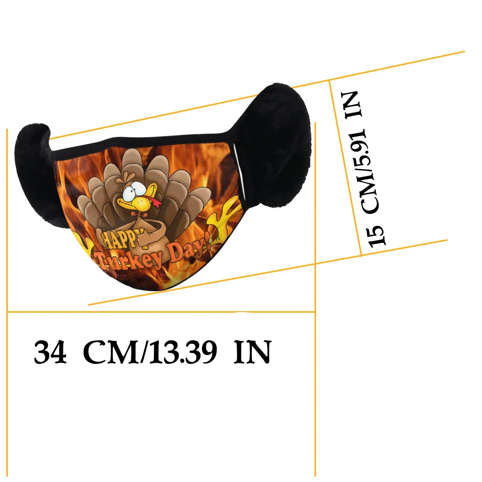

5PCS Unisex Adult's Winter Mask Thanksgiving Printing Mask for Protection Warm Hanging Earloop Mask masque