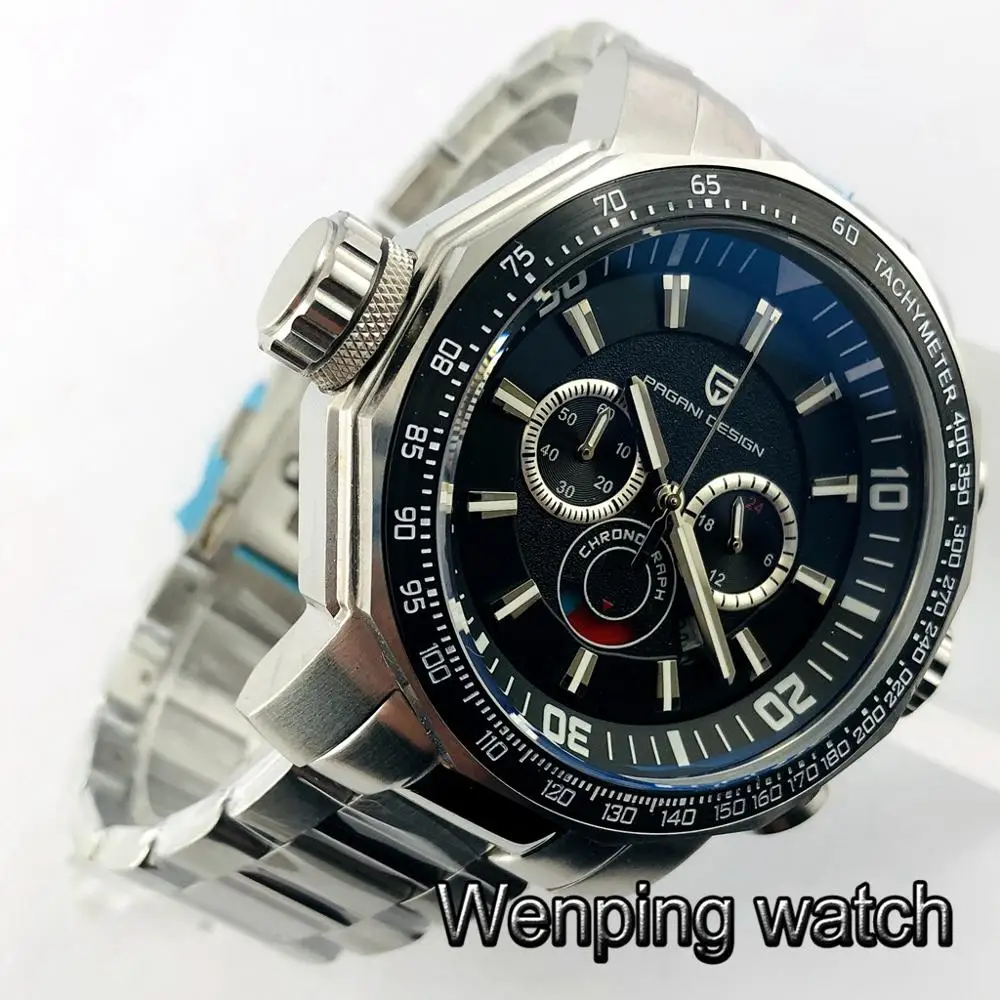 Pagani design 46 мм мужские трусы Топ Роскошные большие настенные часы Серебряный чехол