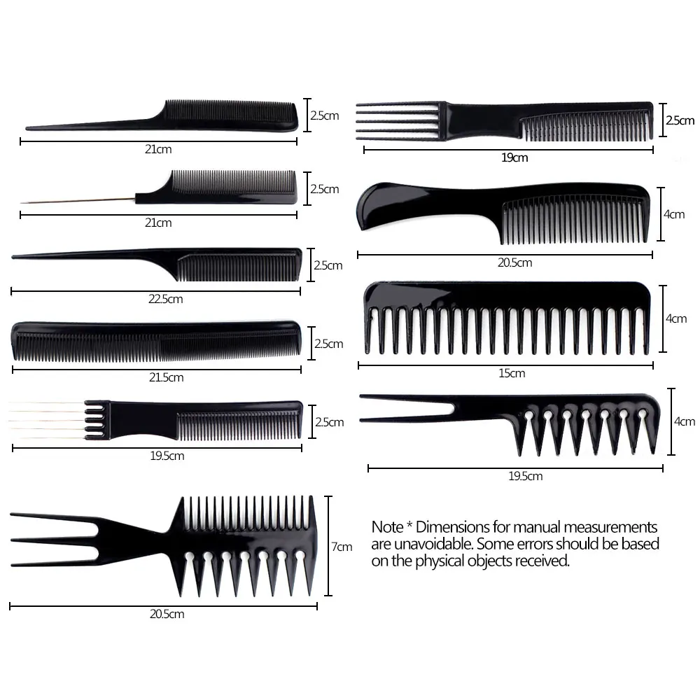 10 шт./компл. Антистатическая Бриллиантовая Расческа для стрижки волос