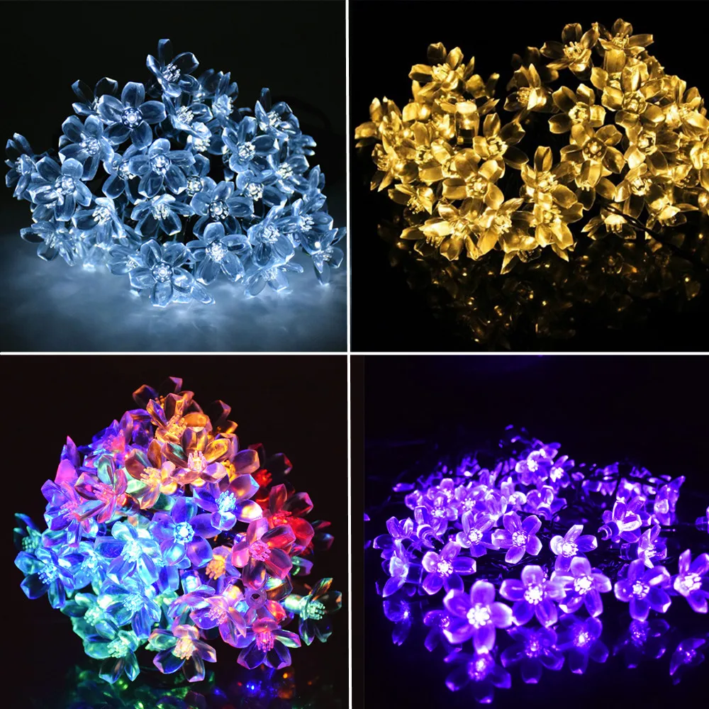 Праздничные солнечные гирлянды для украшения сада персиковый цвет Подвесные