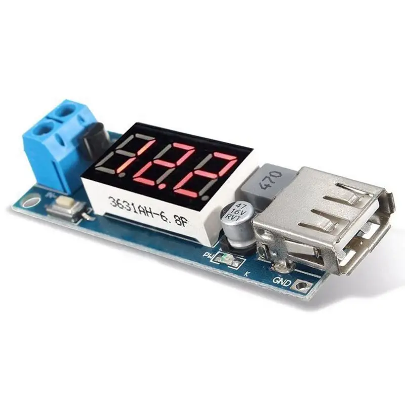 DC 4 5 40V Шаг вниз светодиодный вольтметр USB Напряжение понижающий преобразователь