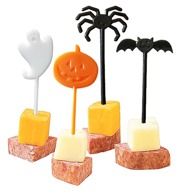 

8pcs Halloween Fruit Forks Creative Cartoon Snack Cake Dessert Signing Children's Holiday Festival Fruit Fork Party Supplies