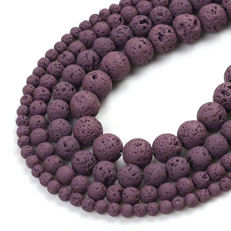 

Бусины из вулканического камня, натуральные винно-красные круглые бусины россыпью, подвески для браслета 4/6/8/10 мм