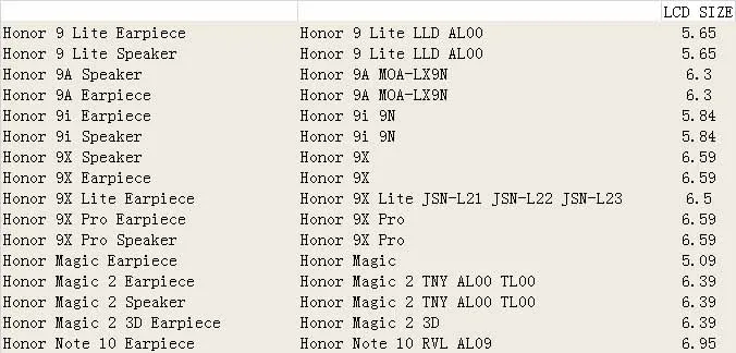 Динамик для HUAWEI Honor 9 Lite 9A 9i 9X Pro Magic 2 3D Note 10 LLD AL00 MOA LX9N JSN L21 L22 L23 TNY |