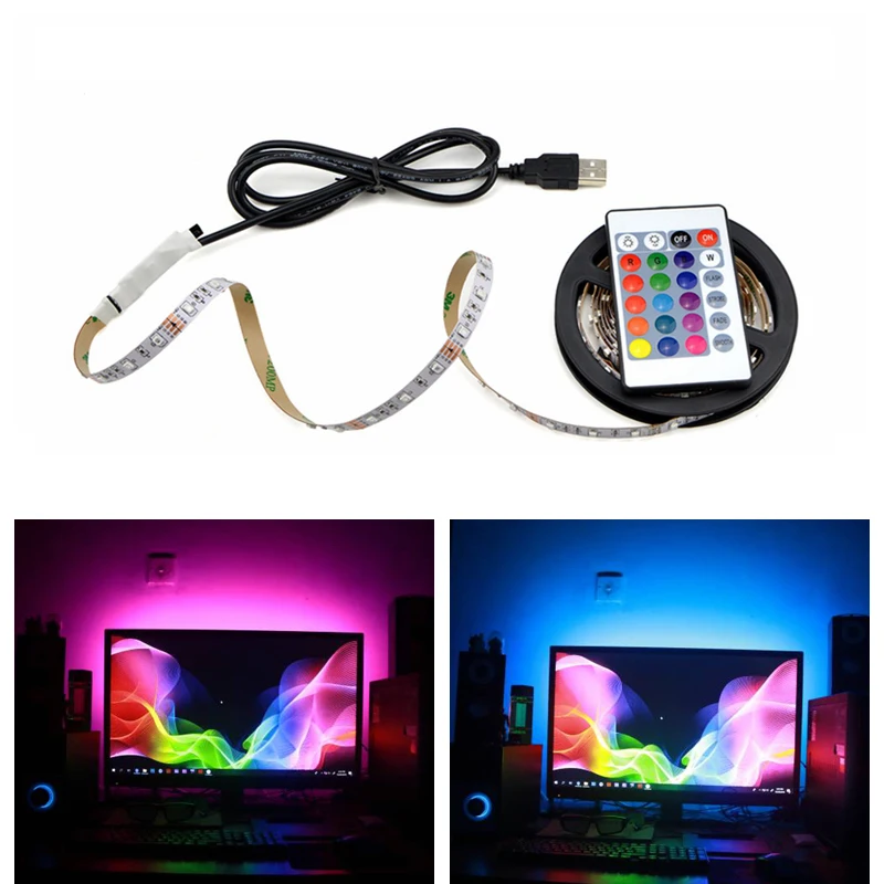 1 м 2 3 4 5 RGB светильник Светодиодные ленты для ТВ компьютер шкаф Подсветка USB лампа