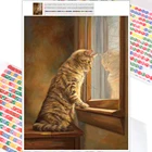 Алмазная вышивка, мозаика, животное, кошка, картина 5D сделай сам, полноразмерная круглая Вышивка крестиком, фреска, украшение для дома