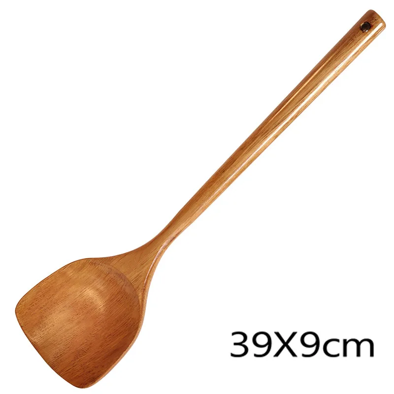

Wok Shovel Wooden Handcrafted Non Stick Cooking Scraper Kitchen Convenient Durable