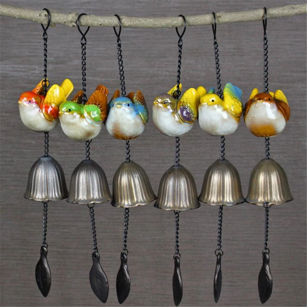 

Japan Style Cartoon Ceramic Bird Hanging Wind Chimes Crafts Living Room Wall Decoration Ornaments Home Decor Accessories