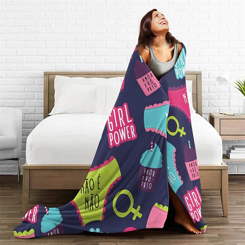 

Girls Power Soft Plush Gift Flannel Microfiber Fleece Bedspread Sherpa 3D-Printed Blanket Couch Bedroom Decorative
