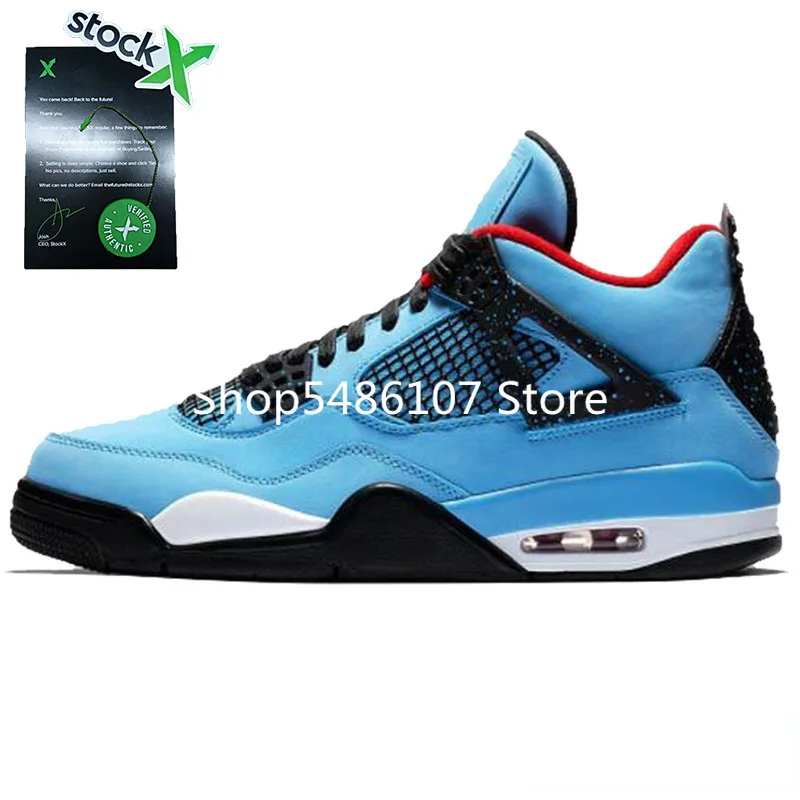 2020 Трэвиса Скотта 4S кактуса Джек Черный кот Jordans 4 баскетбольные кроссовки Rush Violet