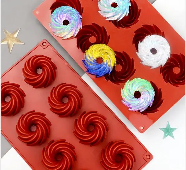 8 hole swirl силиконовая форма для торта пончик желе Печенье Шоколад домашние