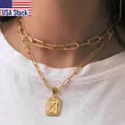 Новинка, шикарное золотое ожерелье, многослойная Скрепка, цепочка для женщин и девочек, 26 букв, имя, кулон, колье, ювелирное изделие, подарок, Прямая поставка