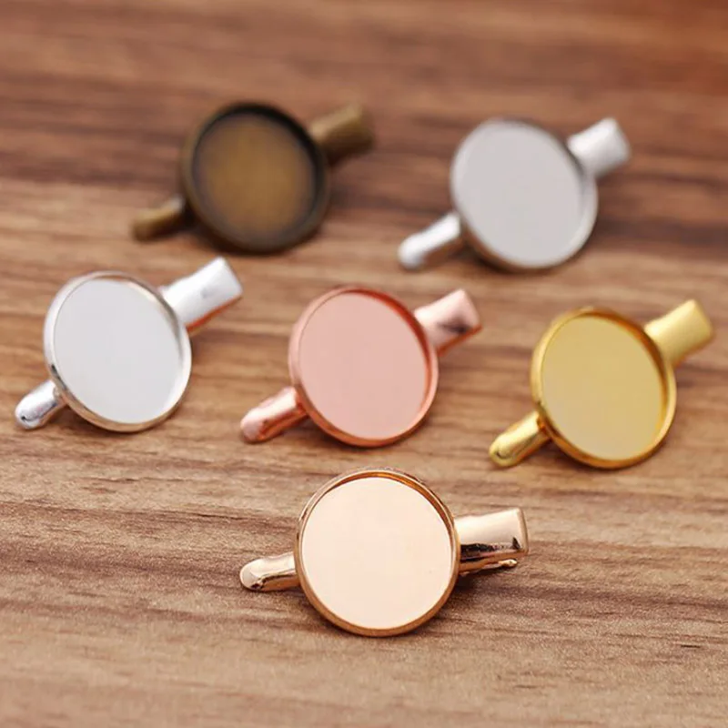 

10 шт./лот настройки ювелирных изделий для волос Кабошон База пустой ободок лотки для 18 мм Кабошон Камея DIY Аллигатор клип база