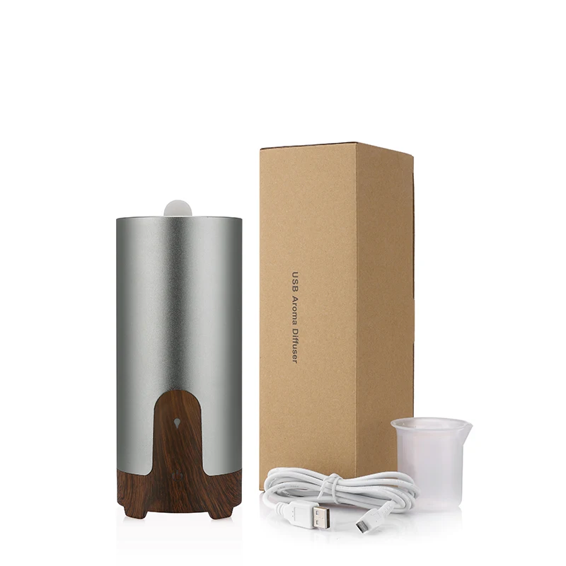 

Aluminium Alloy Wood Grain Aromatherapy USB Humidifier Mini Ultrasonic Humidifier for Car Essential Oil Aroma Diffuser