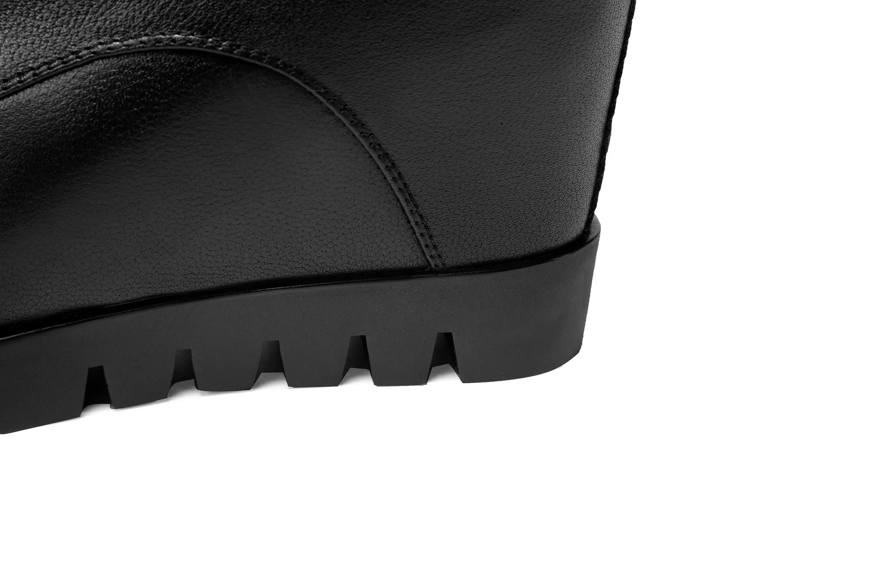Online Vichelo Hot 2021 Fashion Boots Nyata Kulit Sapi Meningkatkan Platform Datar Ujung Bulat Tebal Tinggi Tumit Renda Dasar Pergelangan Kaki Sepatu L62