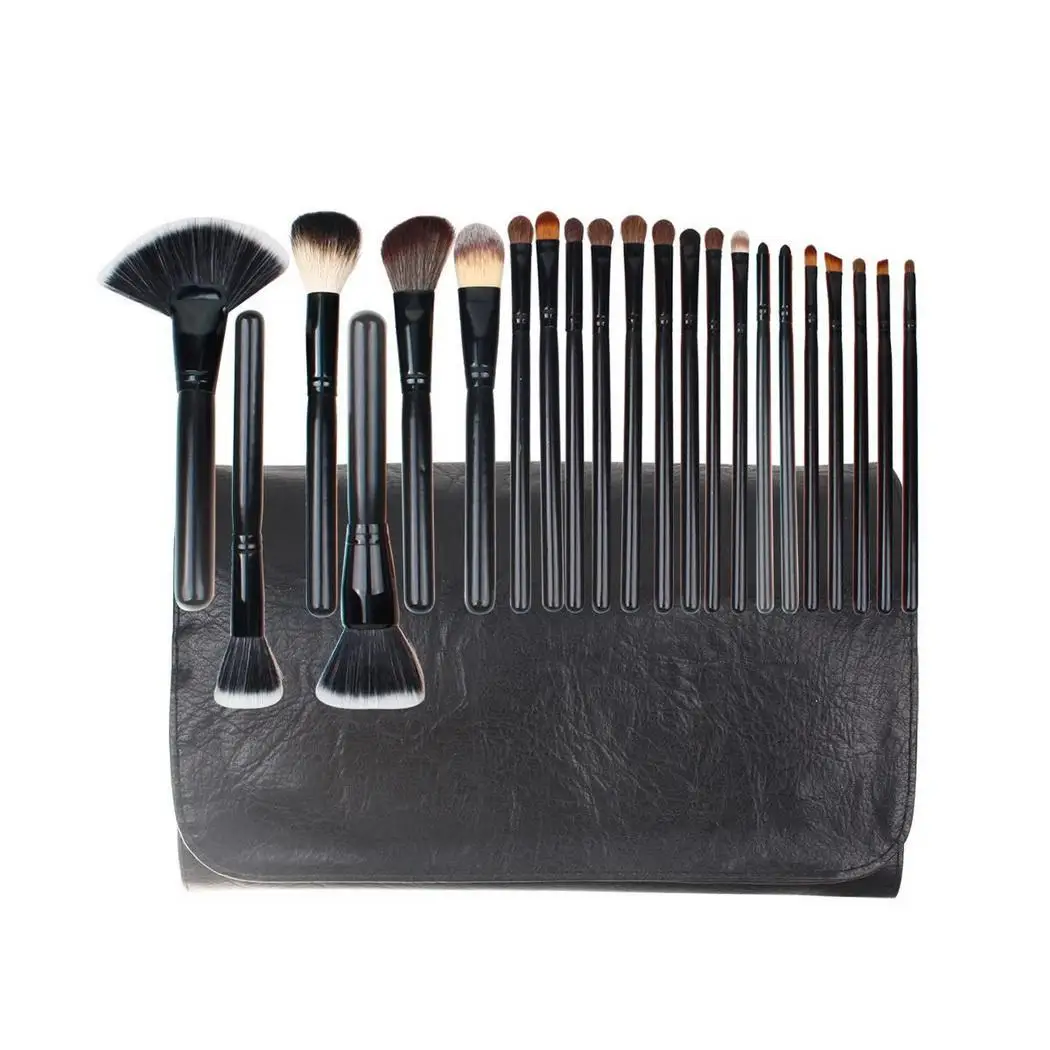22 шт профессиональный макияж Косметическая Синтетическая кожа кисти черный