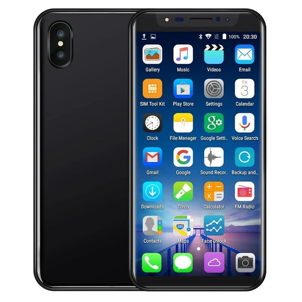 Разблокированный Android смартфон XS 5," дюймов HD полный экран Смарт мобильный телефон Лицо ID Google Play БЕСПЛАТНО 3,5 мм наушники подарок - Цвет: black