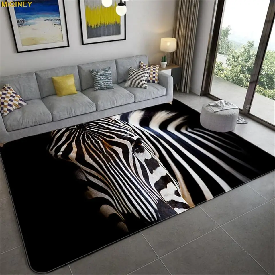 

Luxury Black Zebra Pattern Big Carpet Europe And America Animal Printed Bedroom Rug Soft Sponge Bathroom Mat For Living Room