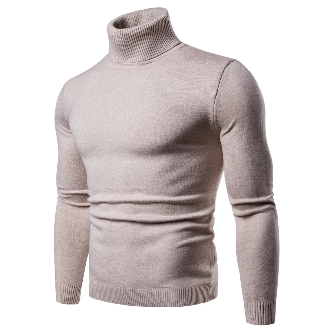 

2020 Autumn Winter Men's Pullover Knitting Solid High Collar Thick Warm Elasticity Casual Simple Male Sweater