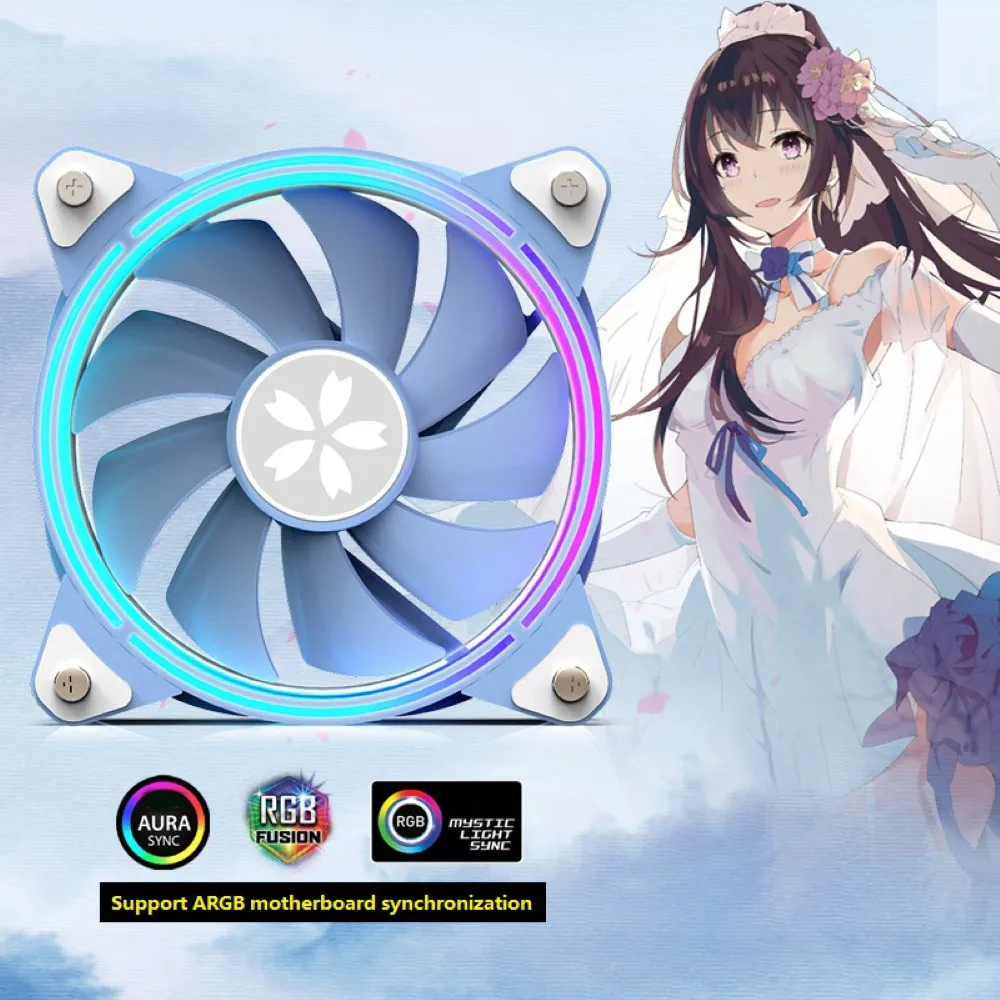 

Yeston 12cm ARGB Case Cooling Fan DC 12V 4-Pin PWN Hydraulic Silent Cooler Radiator for Computer Case Chassis