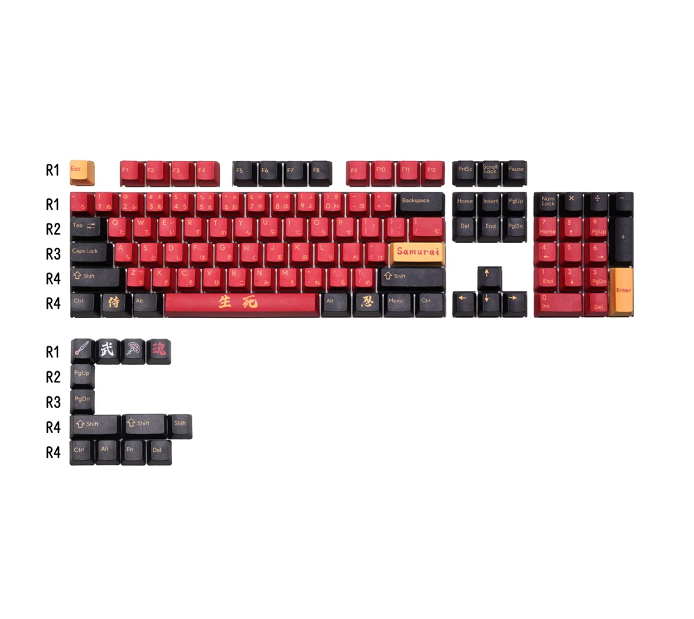 OMO OEM профиль all over Dye Sub Keycap loop Red Samurai для механической клавиатуры gh60 87 104 tkl ansi BM60 XD64