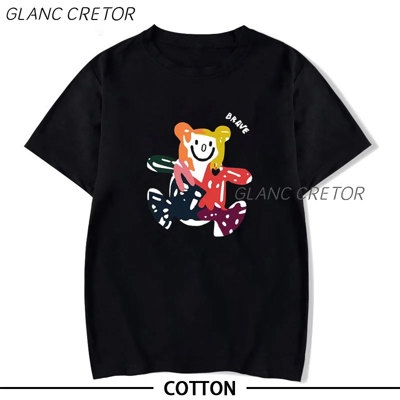 

2021 Harajuku Kawaii T shirt Anime Top Womens New Summer Streetwear Cotton Short Sleeve T-shirt Graphic Tees