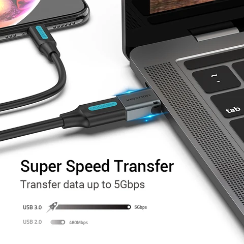 Переходник Vention usb-c (штекер)/USB 3,0, 2,0 (гнездо), OTG, для Macbook Pro, Huawei Mate 30, Samsung S10