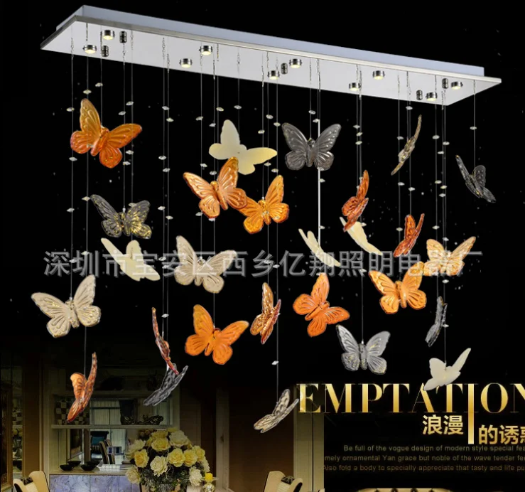 

Simple dining room chandelier rectangular ceiling lamp bar aisle light living room creative butterfly chandelier