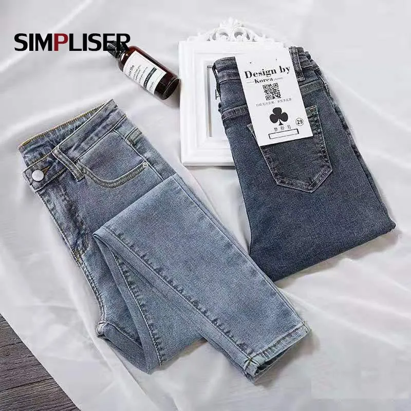 

Brand Design Denim Jeans Pencil Pants For Women 2021 Ankle Length Skinny Female Jeans Trouses Plus Size Ladies Stretch Capris