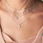 Ожерелье-чокер женское, многослойное, с подвеской в виде капли Луны, с кристаллами, лето серебряная звезда